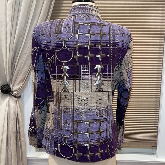 Dress Barn Purple Tapestry Zip Front Jacket - Picture 3 of 7